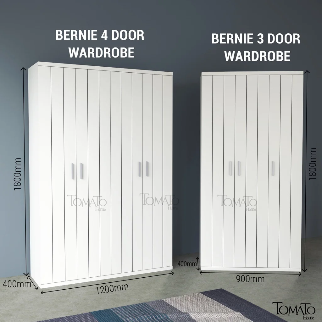 Premium quality Ready Stock BERNIE Series Wardrobe - 2 Colours - 4 Feet - Almari Baju 4 Pintu for cloth storage