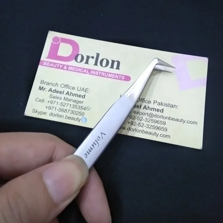 Professional 90 Degree Mega Volume Eyelash Extension Tweezers With Printed Name