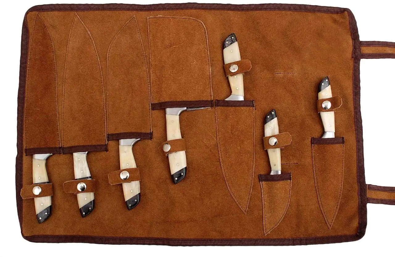 Профессиональное Точило для кухонных ножей выполненный на заказ Дамасская сталь 7 шт. универсальный нож и шеф повара набор