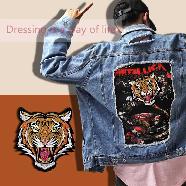 Manufacturer Quality Custom patches iron logo embroidery patch for clothing Tiger animal patches 3D