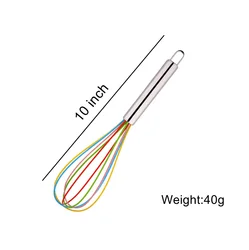 Factory Cheap High Quality Food Grade 10 Inch Colorful Silicone Egg Whisk For Kitchen