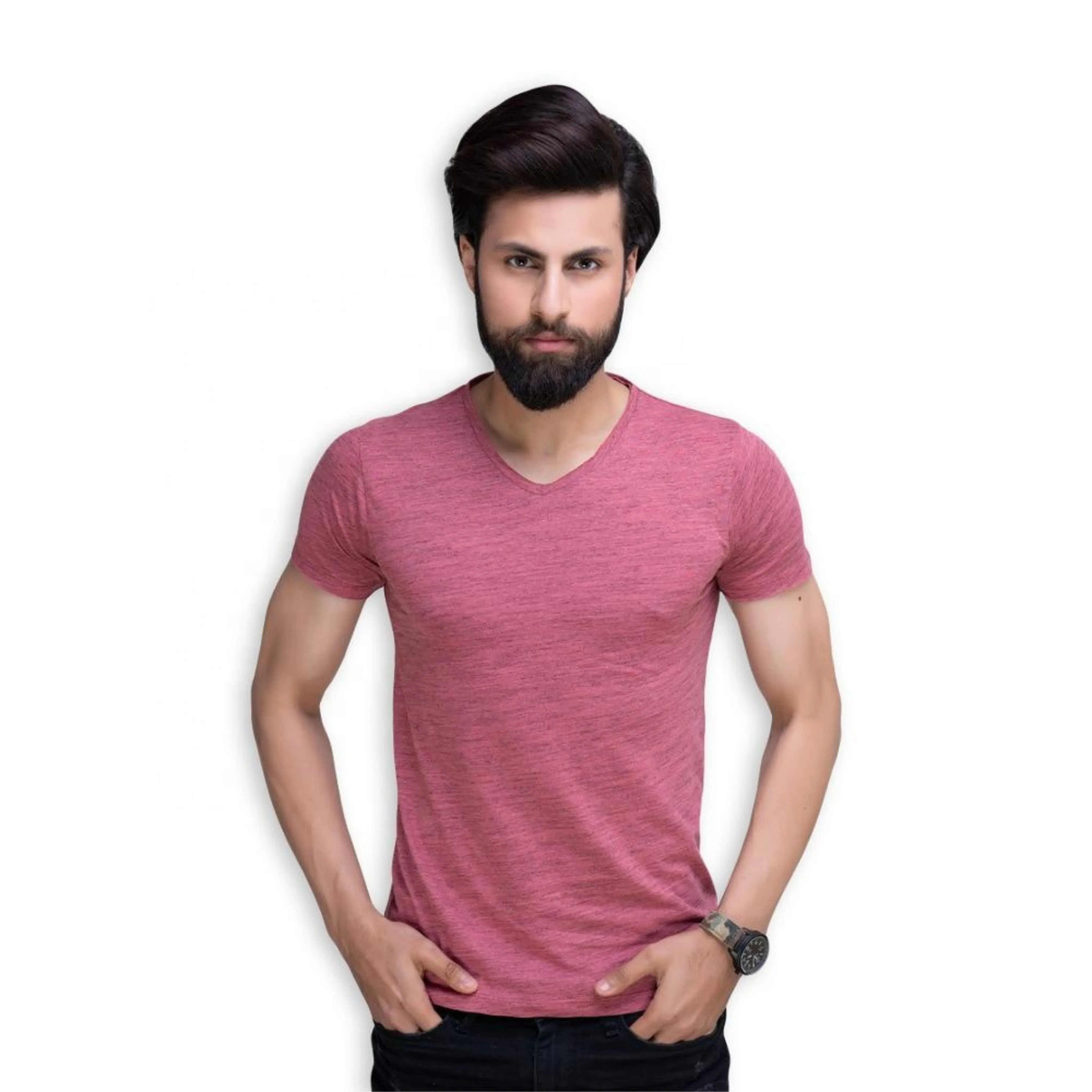 2019 new arrival OEM high quality bamboo V neck plain sports t shirt for men