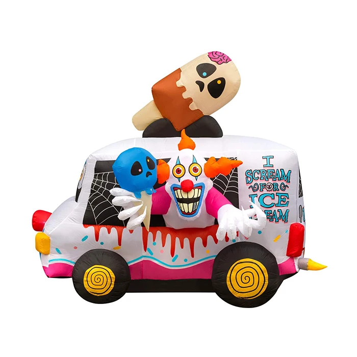 Clown ICE Cream Monster Car Inflatable Halloween Decorations Scream For Yard