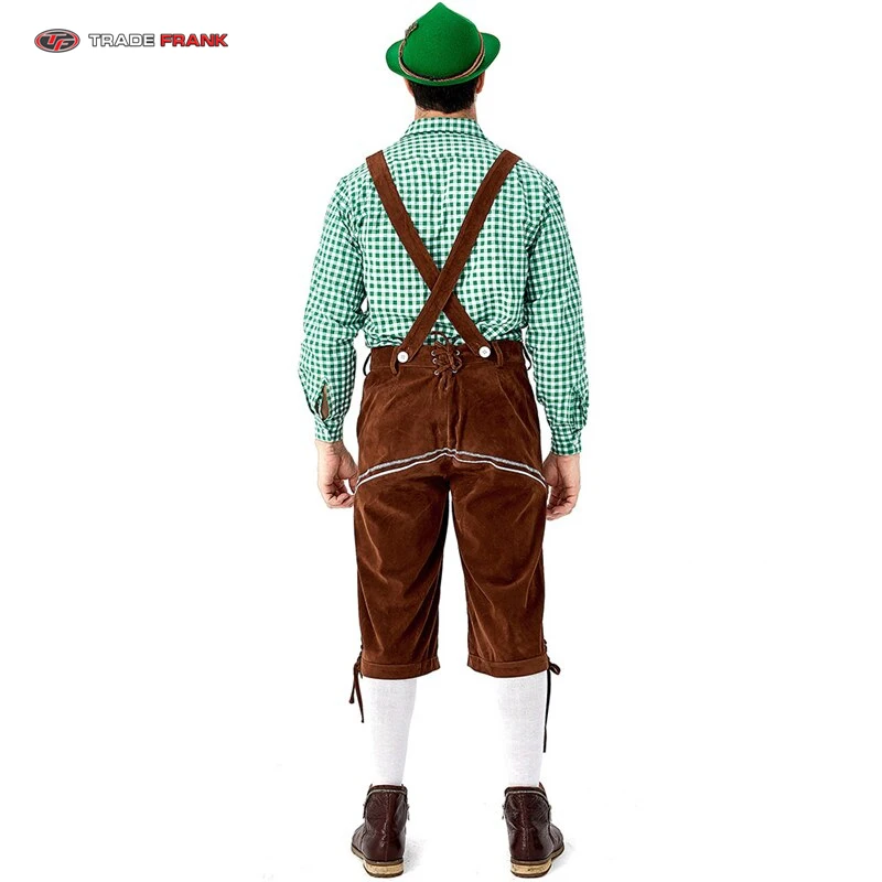 Traditional German Oktoberfest Costume for Adult Men German Beer Festival Bavarian Lederhosen Outfit Plus Size