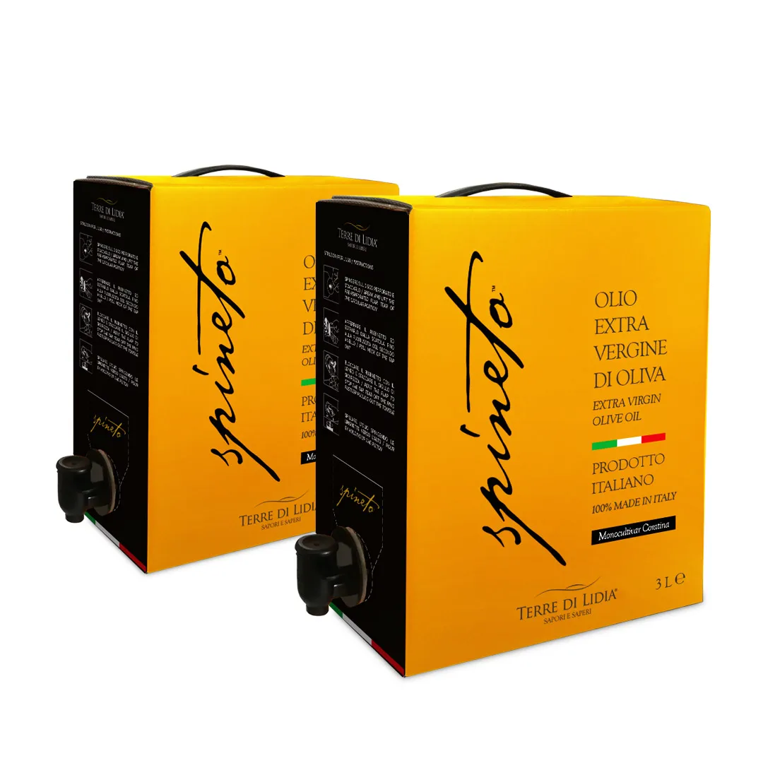 Low Price Italian Extra Virgin Olive Oil Spineto Terre di Lidia Coratina for dressing 2 Units Bag in Box 3L