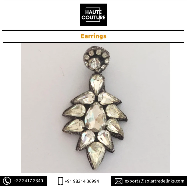 Handmade Silver Rhinestones & Drops by Best Indian Manufacturer Party Wear Drop Shape Crystal Earrings for Women