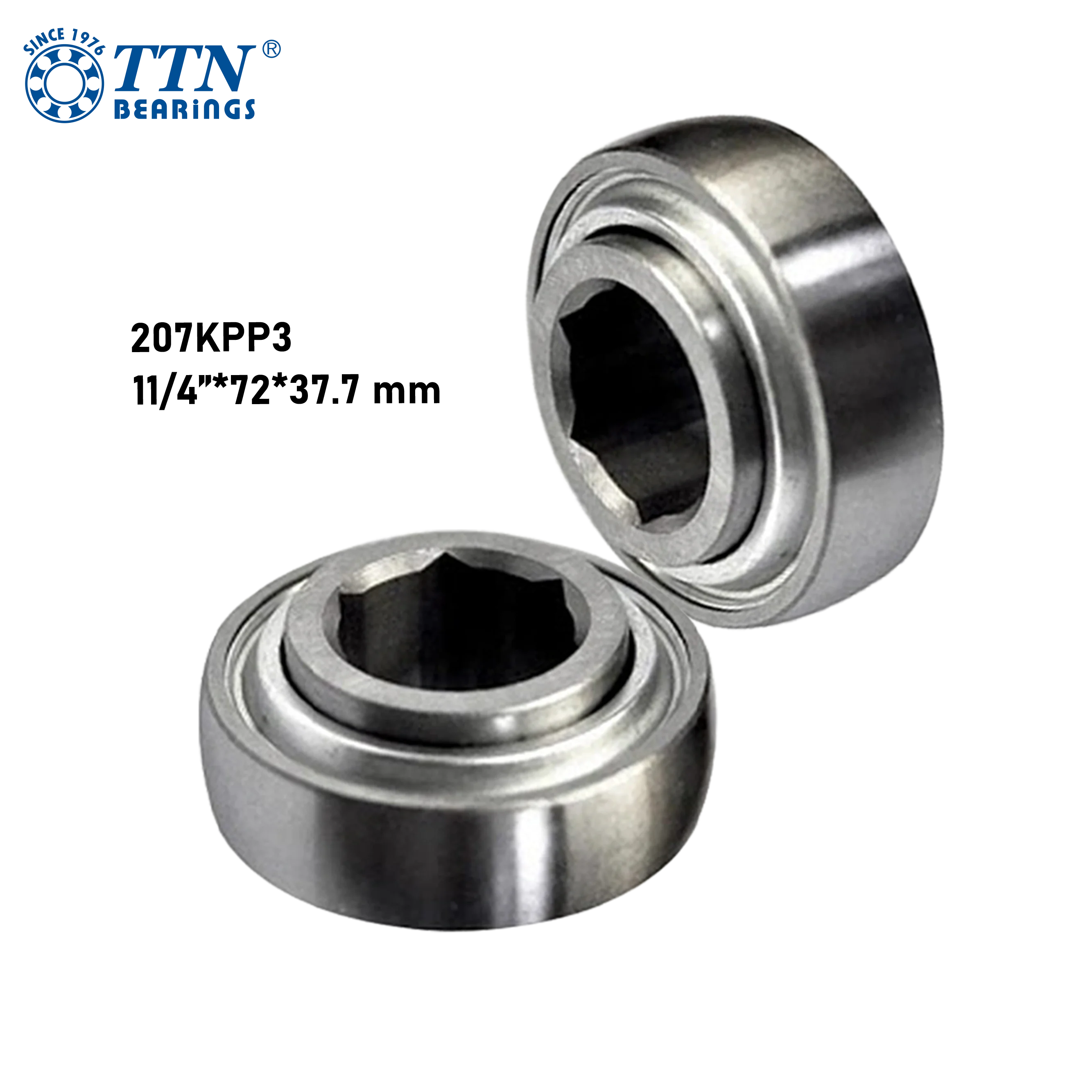 207KPP3 Hexagonal Bore Agricultural Bearing Premium Chrome Steel Deep Groove Ball Bearing