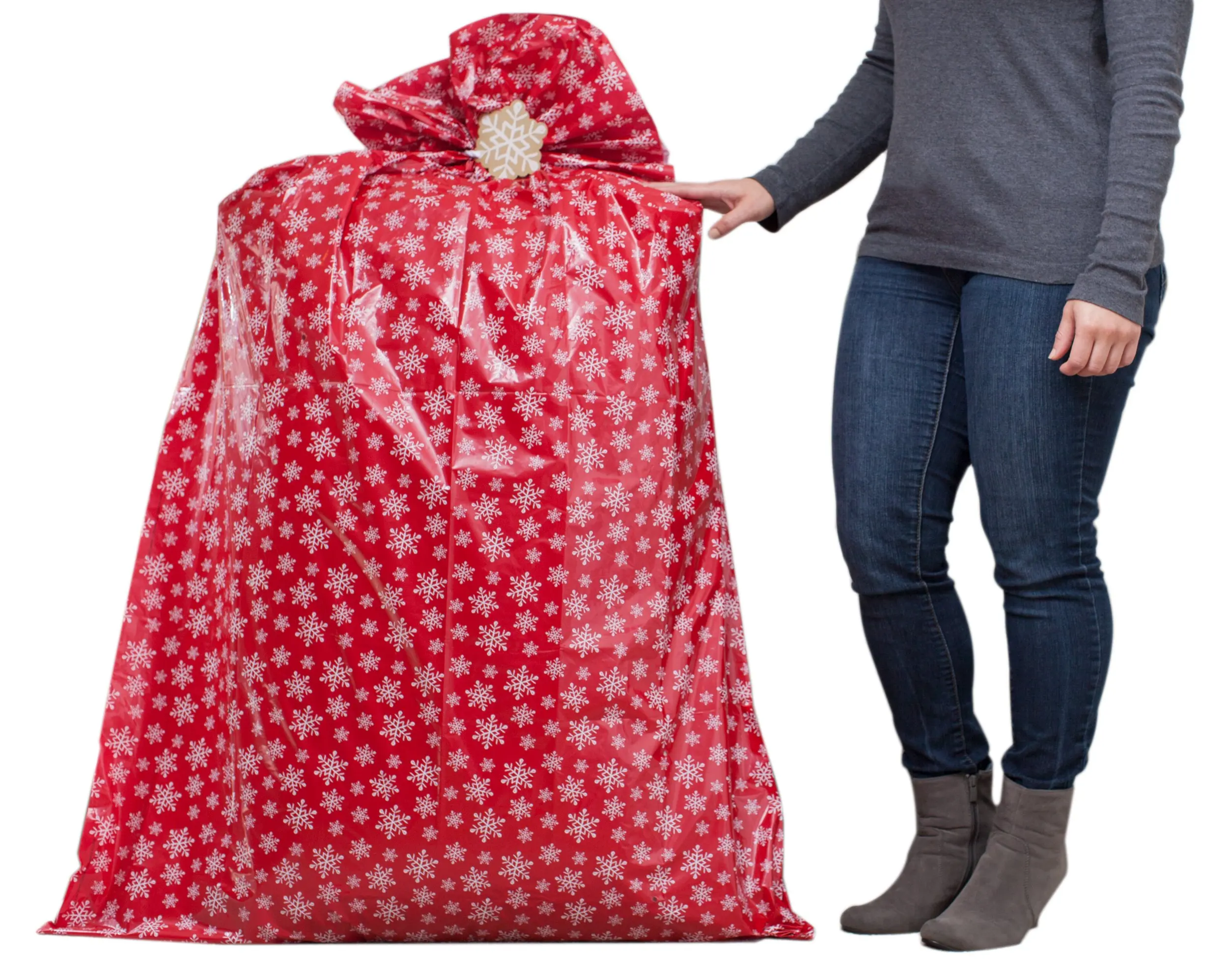 Oversized Christmas Holiday Plastic Gift Bags 56x36 with Gift Tags for Xmas Parties Giving, Party from Vietnam Factory