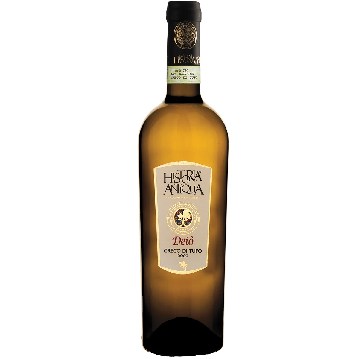 high quality italian wine DEJO GRECO DI TUFO  DOCG brewed in oak carats, it has a yellow gold color
