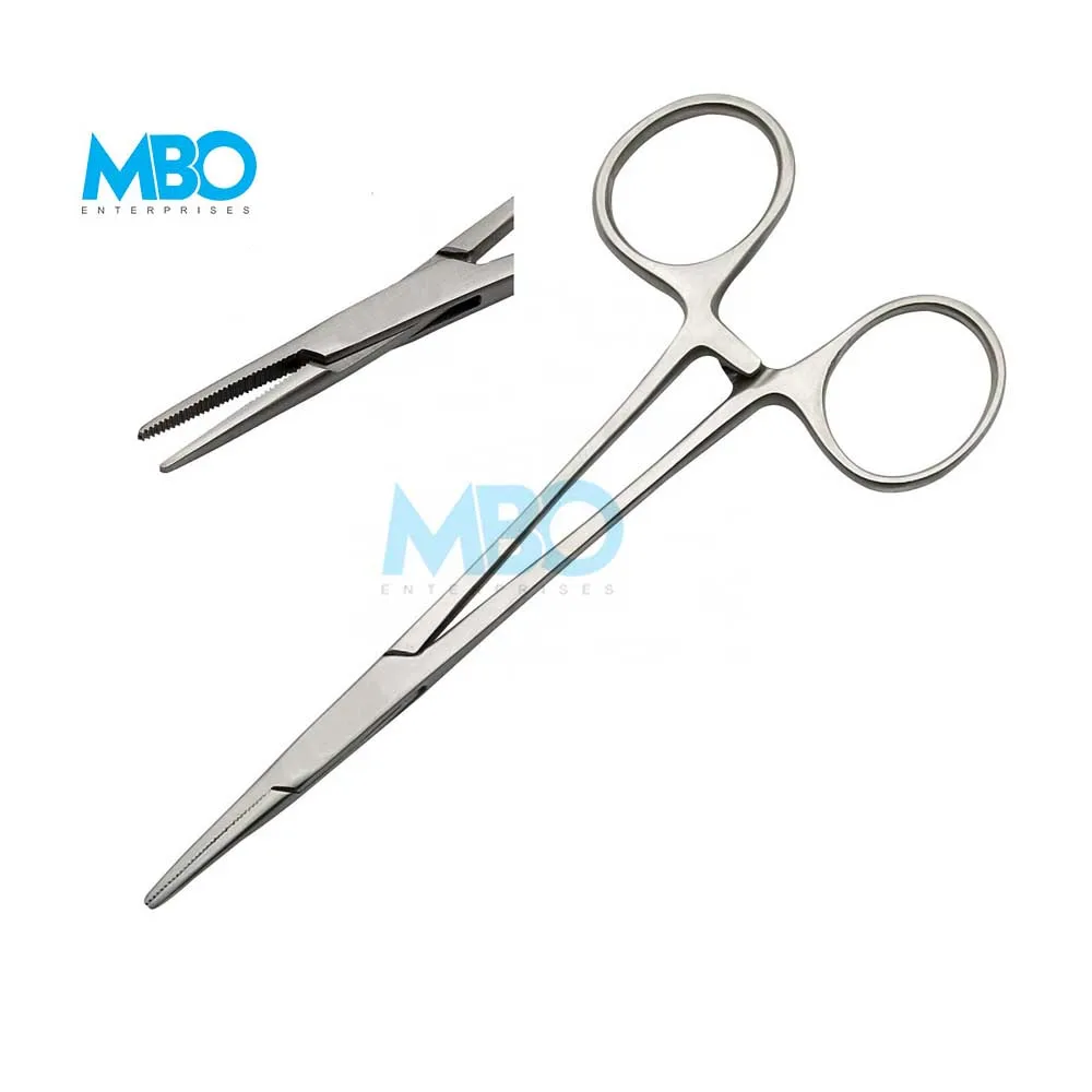 Single Use Disposable Micro Mosquito forceps Curved ratcheted finger ring hemostatic forceps 12.5cm