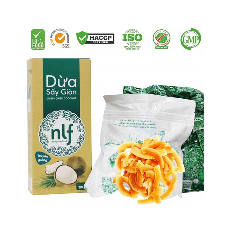 New product 2022 | Premium Crispy Baked Coconut Fruit Box Carton 100g | Dried coconut keto With 100% Quality  In Vietnam