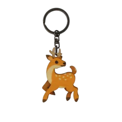 Logo Package Customizable Deer Animal Wooden Wood Keychain