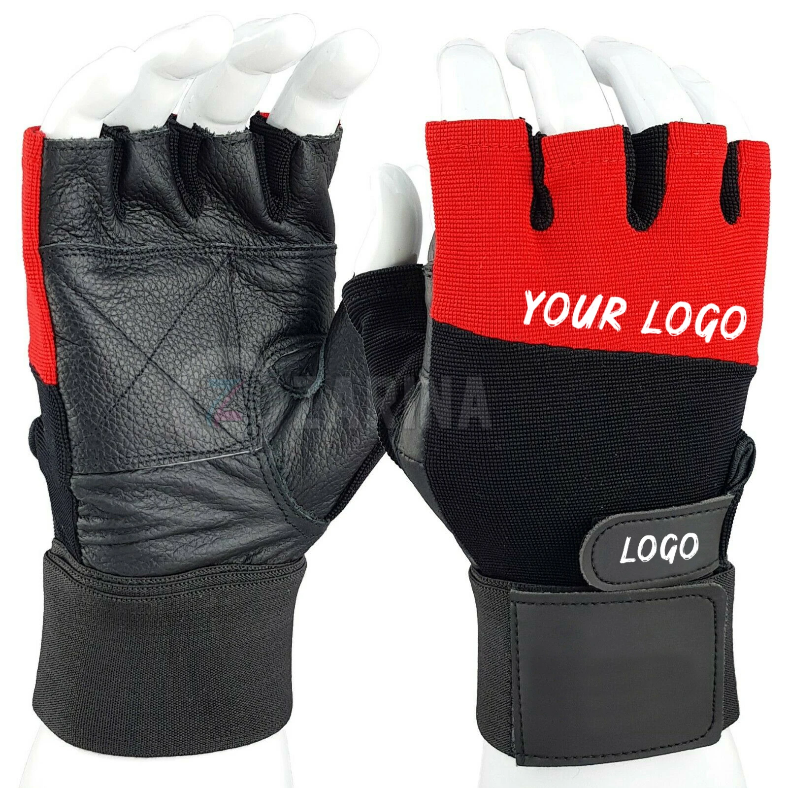 
Wrist Protector Compression Band Half Finger Gym Weightlifting Gloves Outdoor Sports Breathable Gym Training Red Gray Gloves 