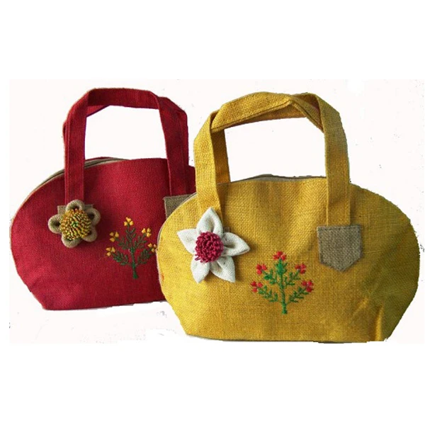 High Quality Stylish Printed Jute Bag Jute Bag For Ladies Waterproof Multipurpose Jute Bags (Multicolour) For Sale`