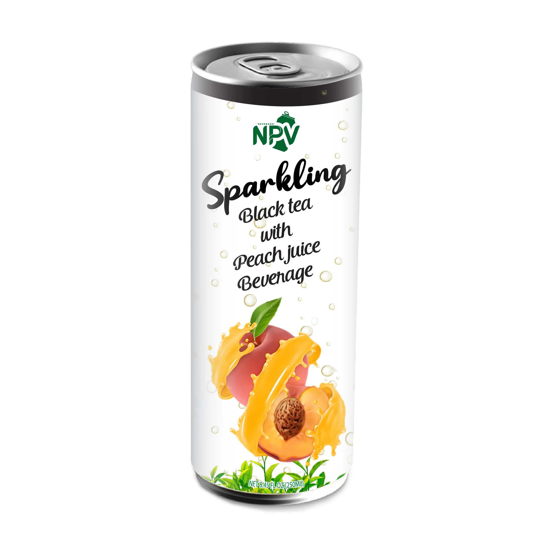 Vietnam Wholesale OEM Product Sparkling Black Tea With Peach Juice 250ml Can With Best Price And High Quality