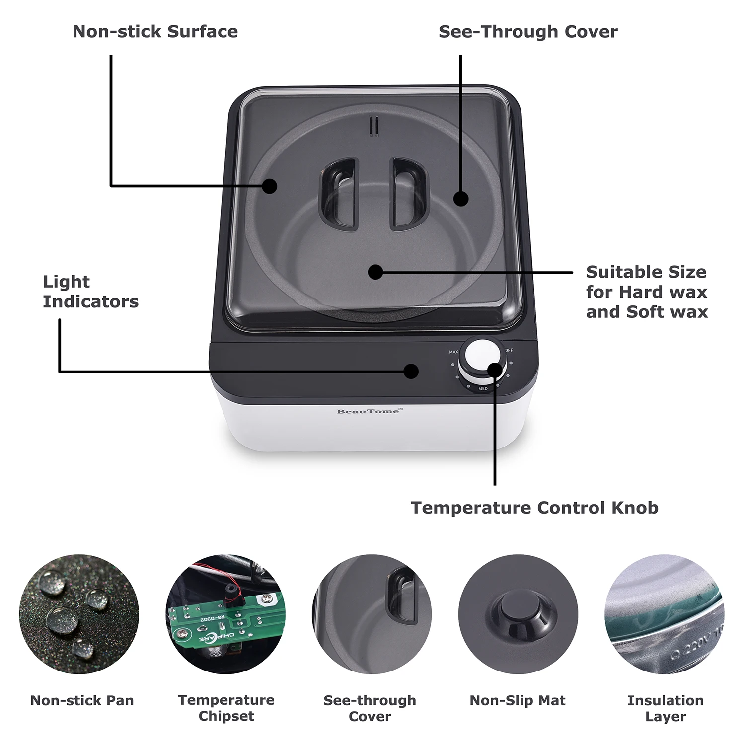 Updated Wax Warmer for Hair Removal, Electric Wax Heater Machine with LED display Wax Pot, Digital Hair Waxing Kit Home Waxing
