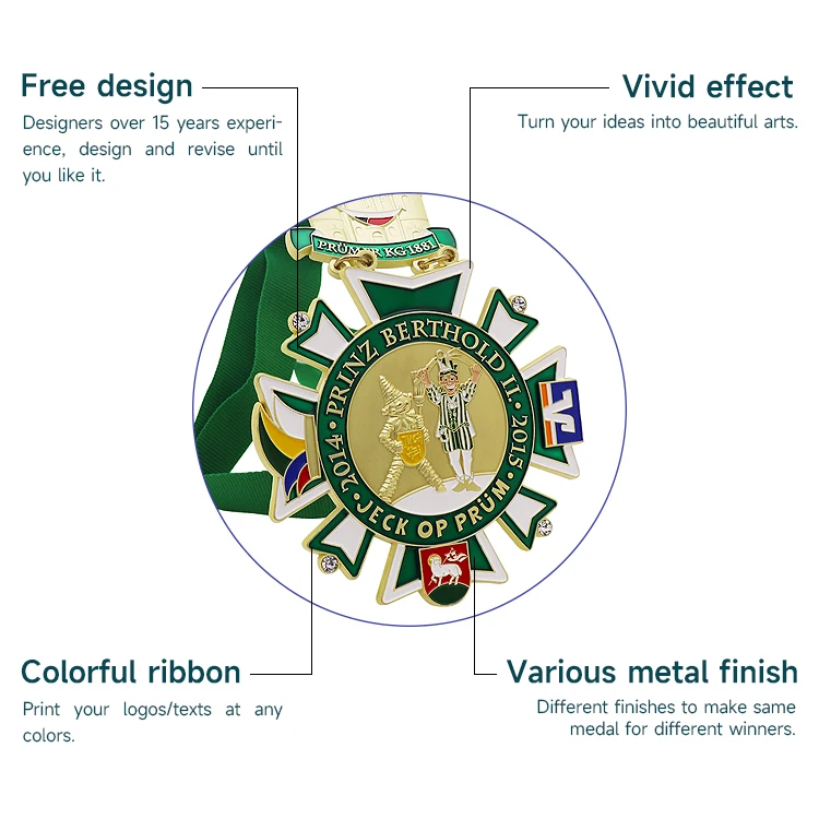 Custom Character Medal Prinz Berthold Can Matte Clear Transparent Soft Enamel Carnival Medal to Commemorate the Festival