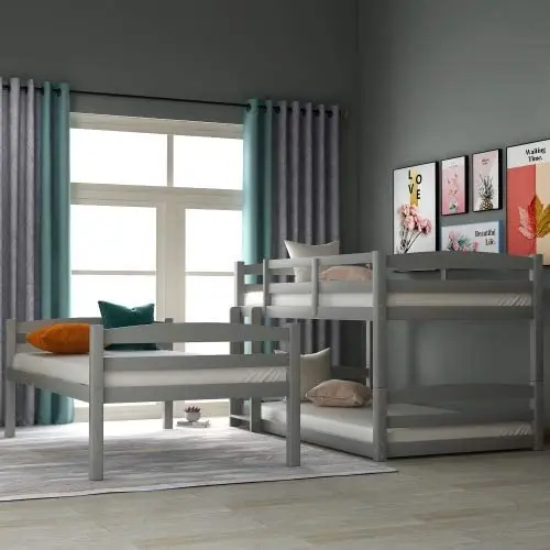 Twin Triple Built-in Ladder and Slide for Kids