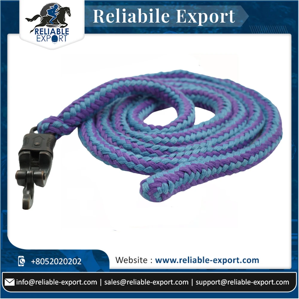 Buy Online Wholesale Price Horse Lead Rope Spun Polyester Soft Horse Lead Rope Zinc Panic Snap With Copper Antique