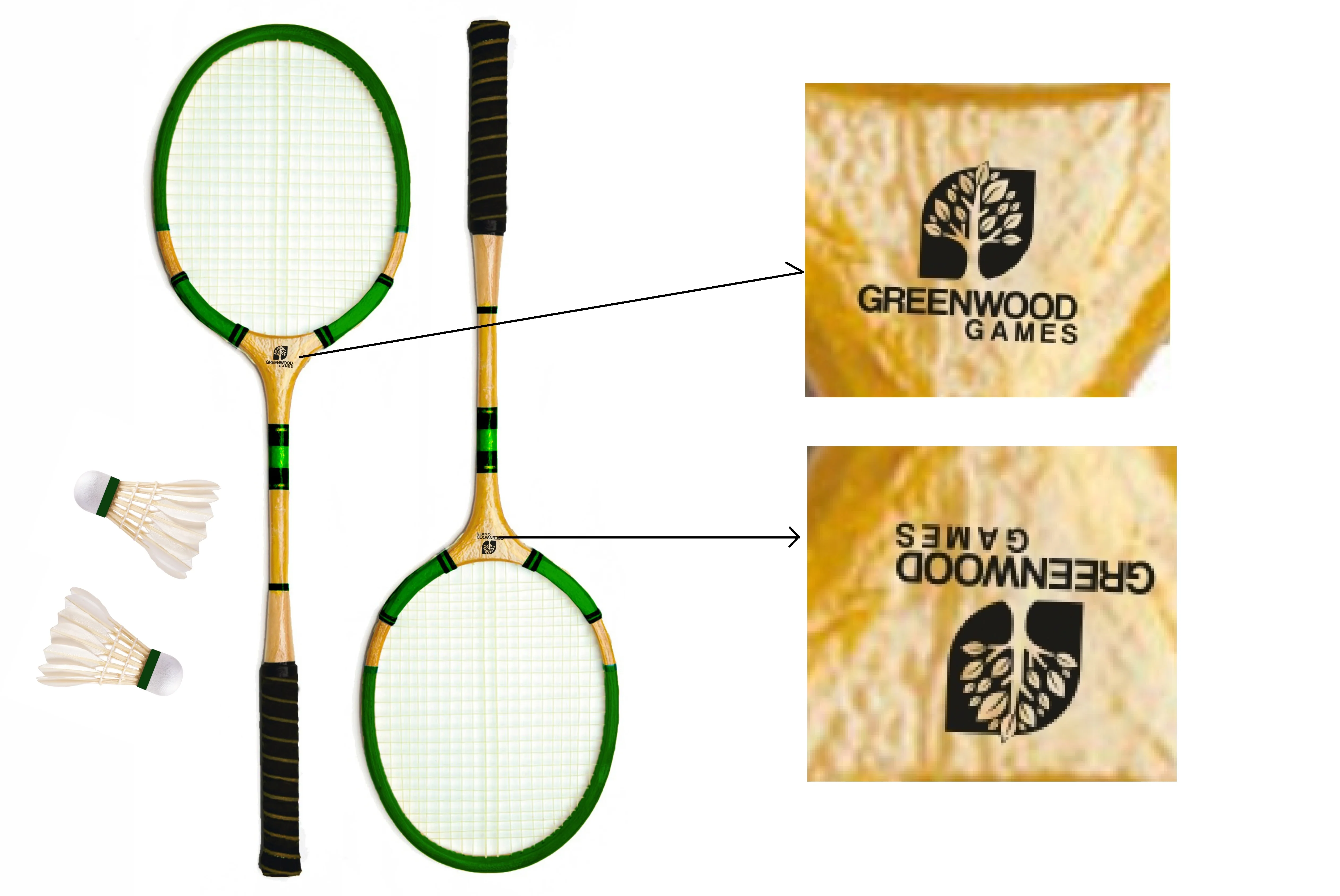 recycled wooden badminton racket set with customized size and logo for regular useds