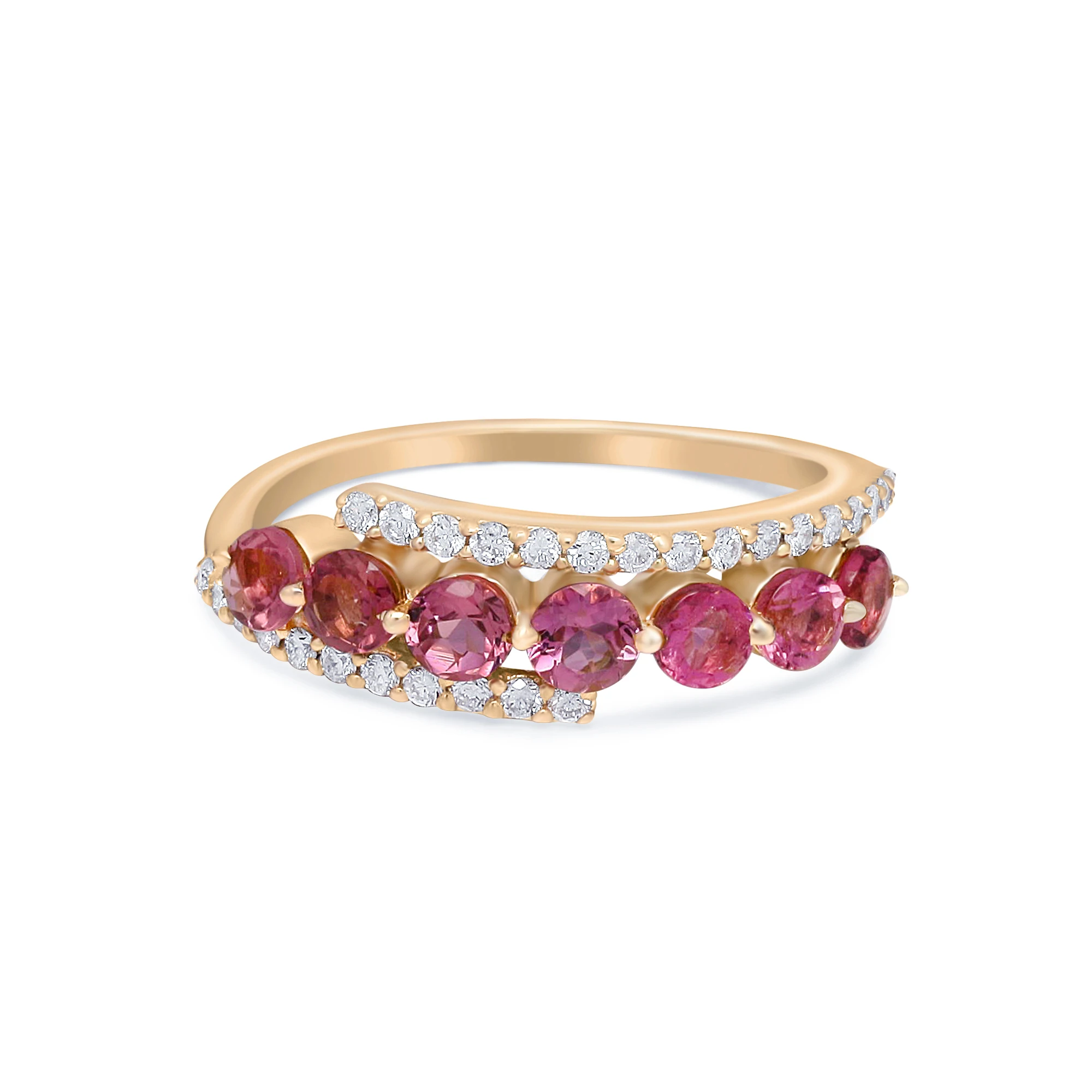 Кольцо Из Натурального Розового турмалина с бриллиантом, 14 к, розовое золото, кольцо из турмалина с камнем, кольцо по месяцу рождения в октябре