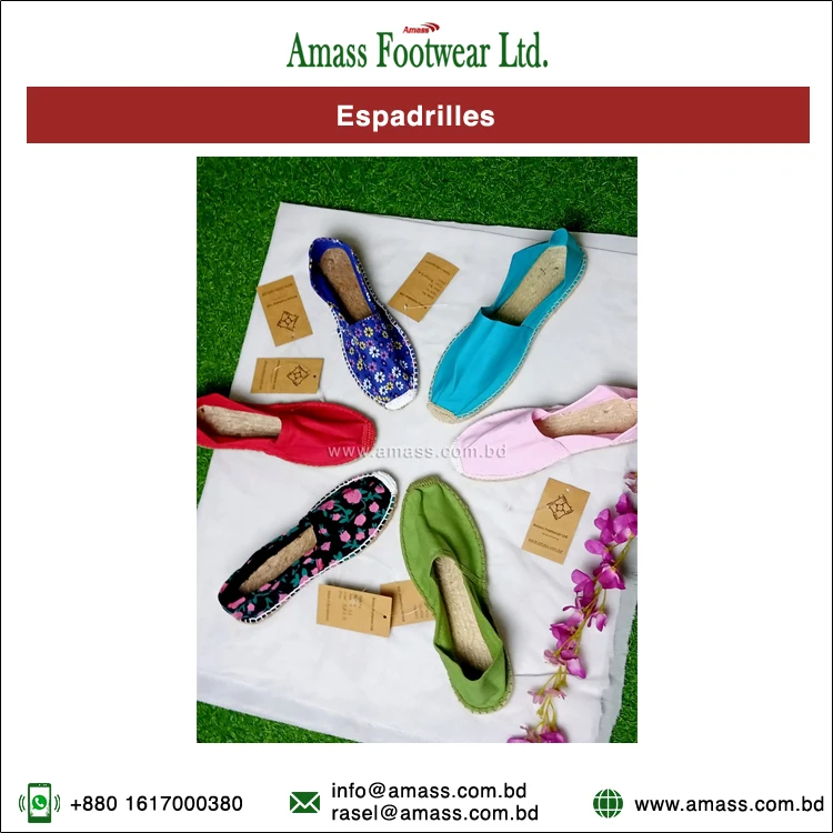 Manufacturing Superb Quality 100% Natural Material Handmade  Customized Espadrilles Flats
