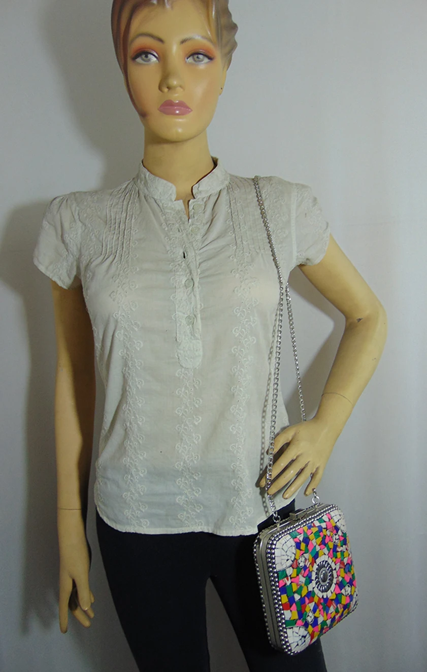 Mosaic Metal Stone Ethnic Bridal Party Women Indian Purse Antique Handmade Girl Gift Sling Clutch Bag