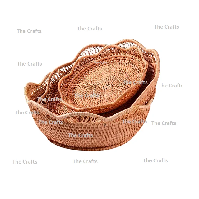Bamboo Rattan Basket Set Of Five Different Size Storage Clothes Basket For Books Clothes And Vegetables Use