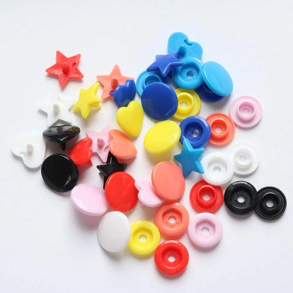 Mixed colors Star Heart Round Plastic Resin Fasteners Kam plastic snap button for for Sewing and Crafting Gift