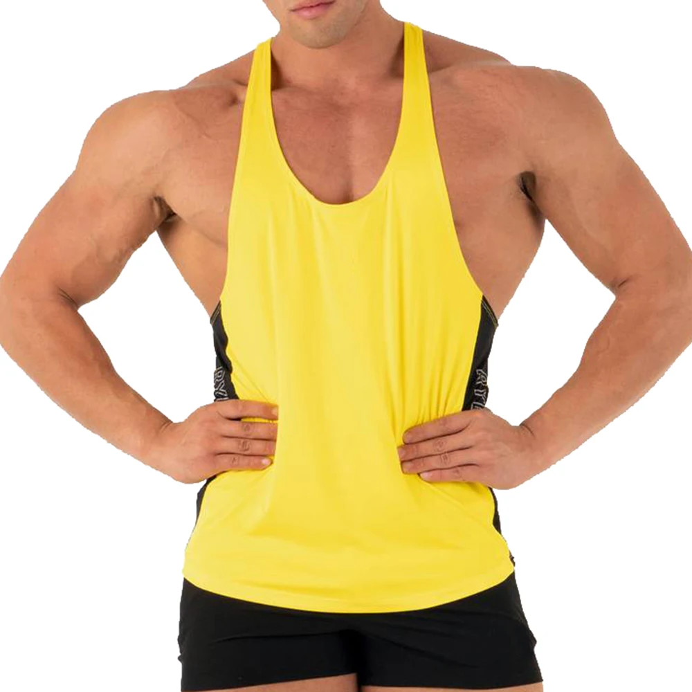 Top Quality Active Wear Scalloped Hem Custom Blank Cotton Racerback Singlets Fitness Gym Men Tank Top