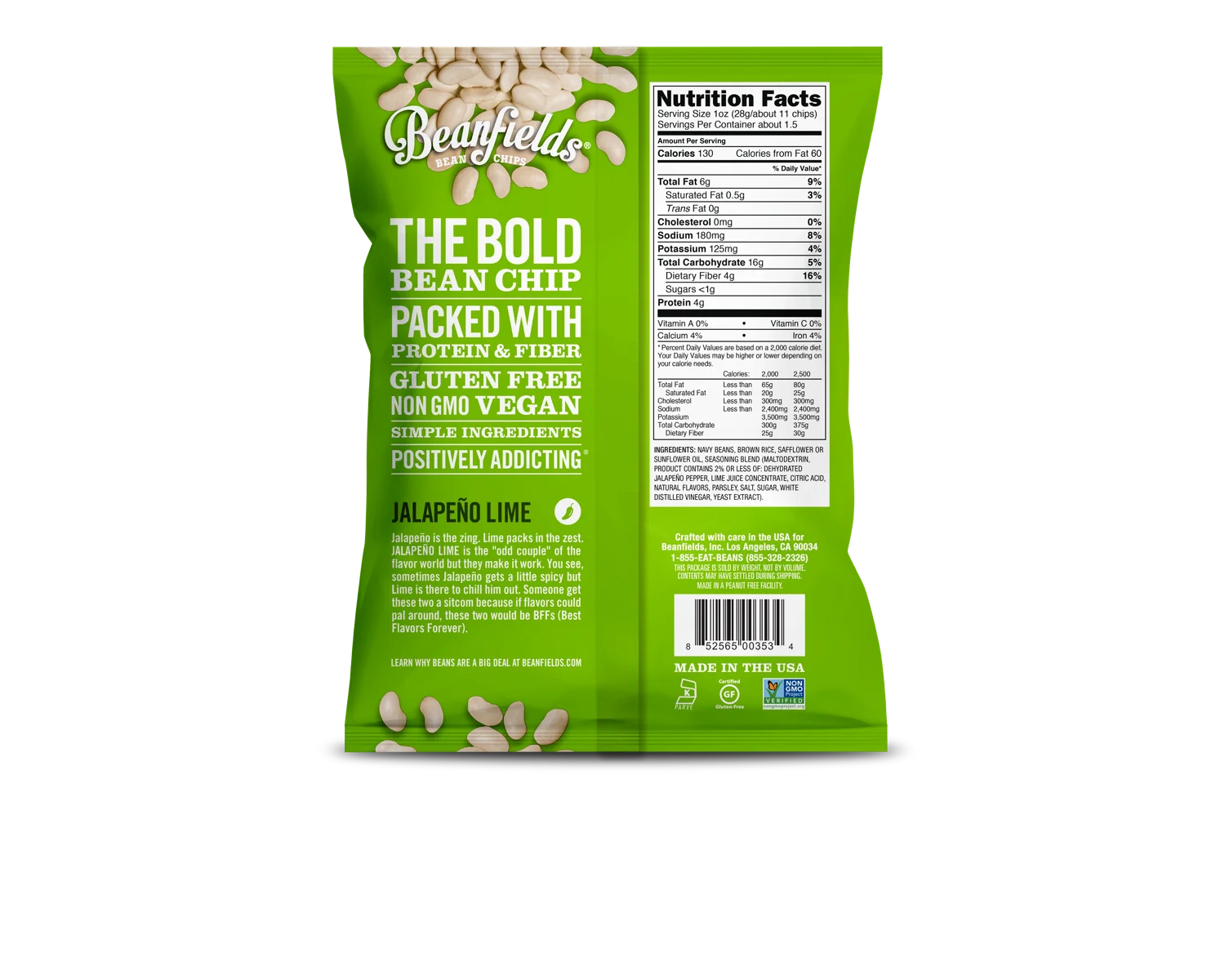 
Bean Chips Beanfields Jalapeno Lime Vegan Bean Chips 5.5oz Case 