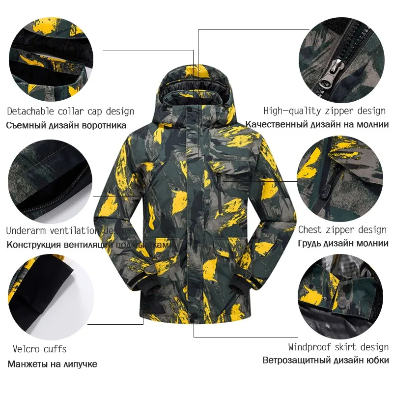 Лыжный костюм мужской зимний новый уличный ветрозащитный водонепроницаемый термальные Мужские штаны для снега комплекты куртки катания на лыжах и сноуборде мужчин