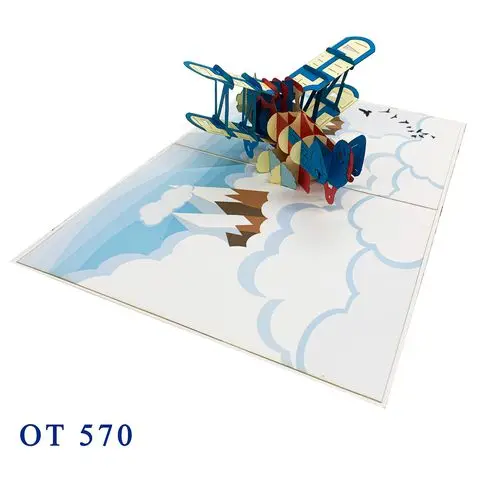 BIPLANE POP UP 3D PLANE POPS UP HANDMADE NEW DESIGN CARDS CARD STOCK GREETING CARD  ARTESANAT