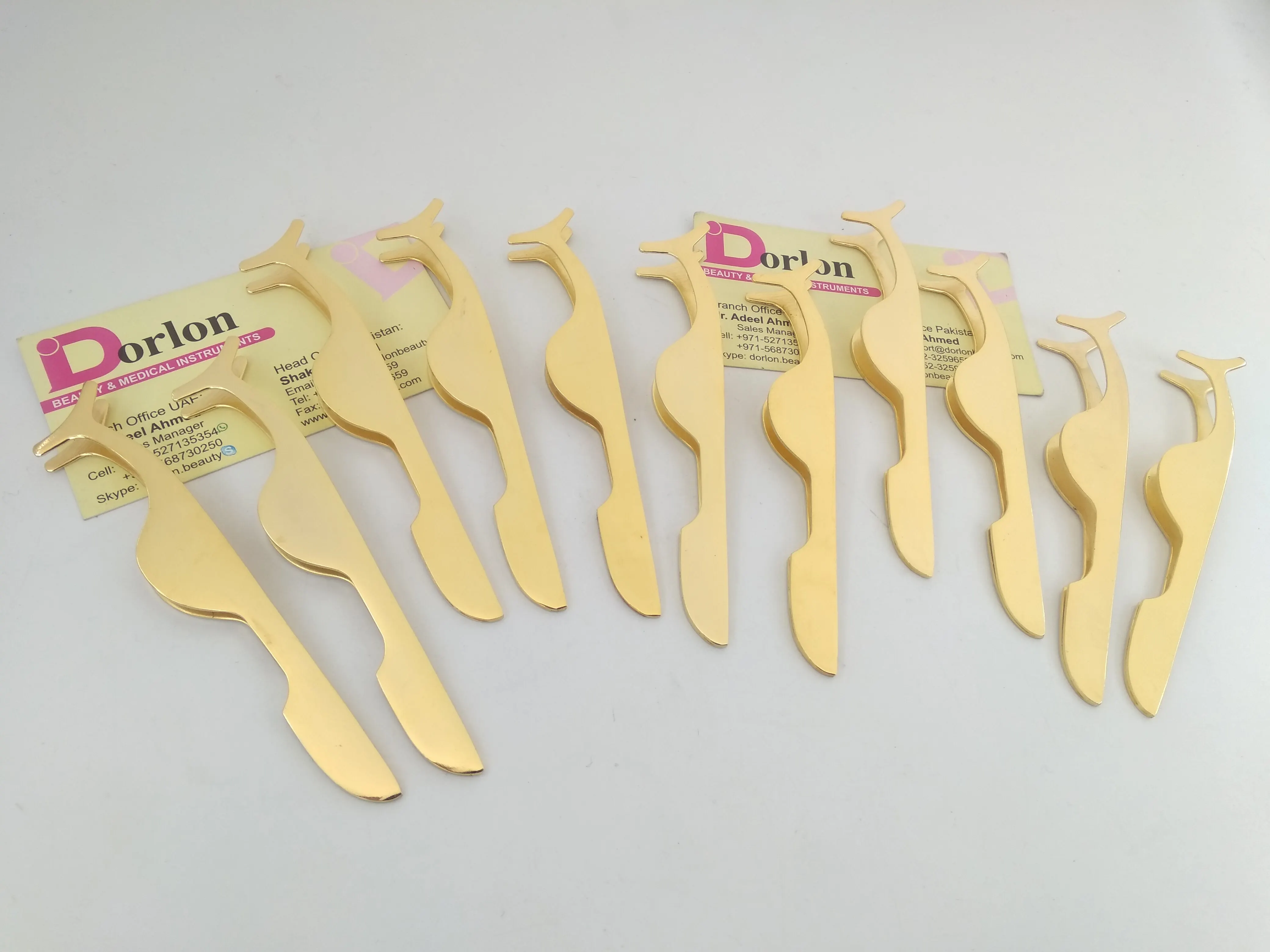 Wholesale Custom Logo Gold Bulk Strip Eye Lash Applicator Private Label Stainless Steel False Eyelash Tweezers Lash Applicator