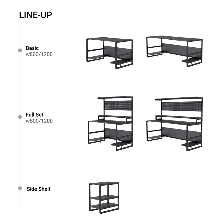 New Gaming Black Modern Computer desk table with Shelves Side Table
