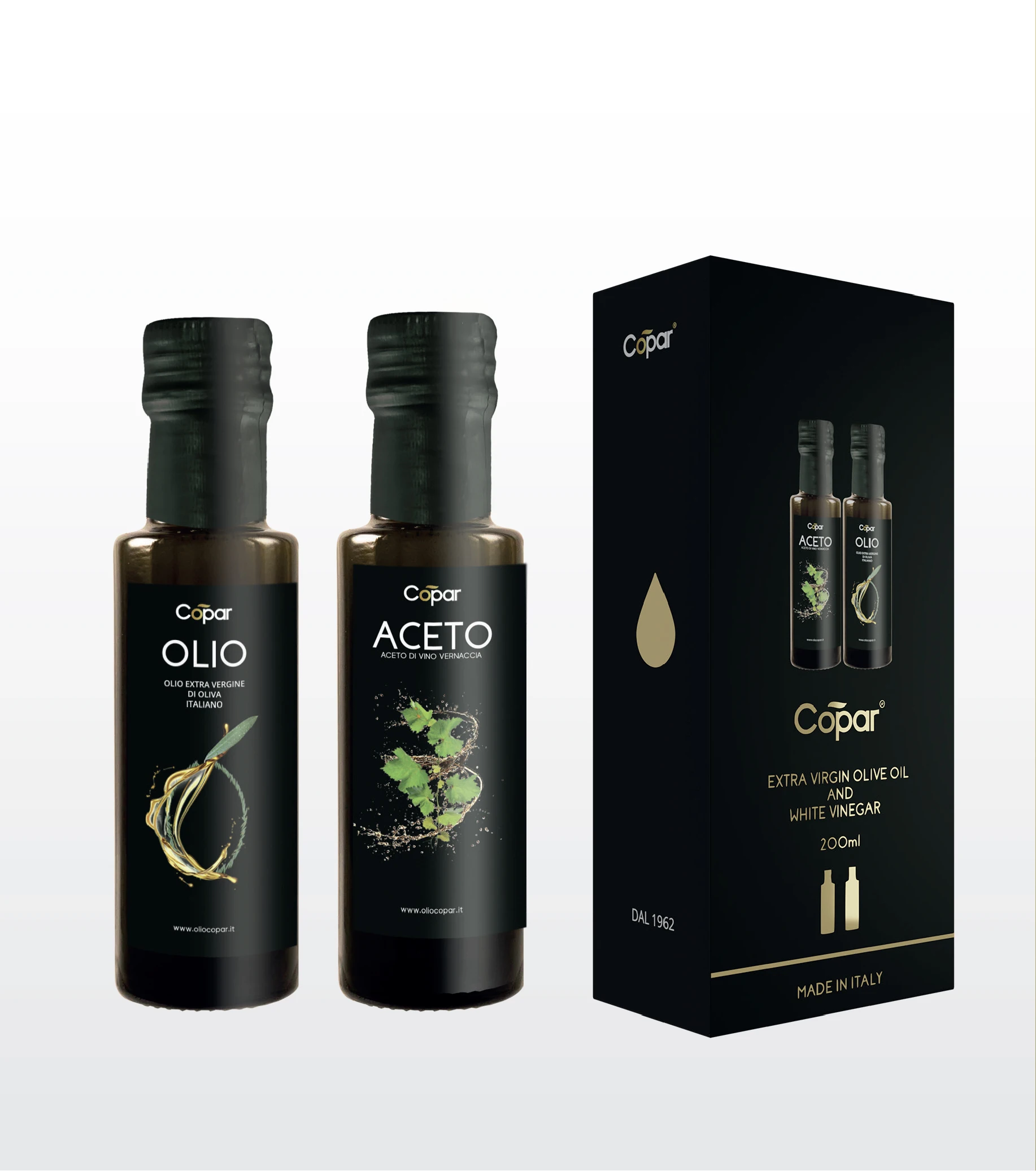 Premium quality italian extra virgin olive oil and vinegar set 100 mlx2 restaurant and supermarket