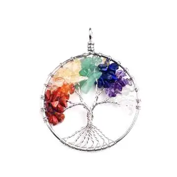 Tree of Life Pendants : 7 Chakra Tree Of Life Pendant Necklace Copper Natural Stone Necklace Women