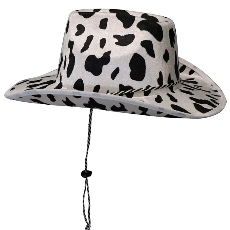 Haiwin Party Custom Wide Brim Cowboy Cowgirl Hat Wholesale Unisex Double-sided Cow Print Western Cowboy Hats