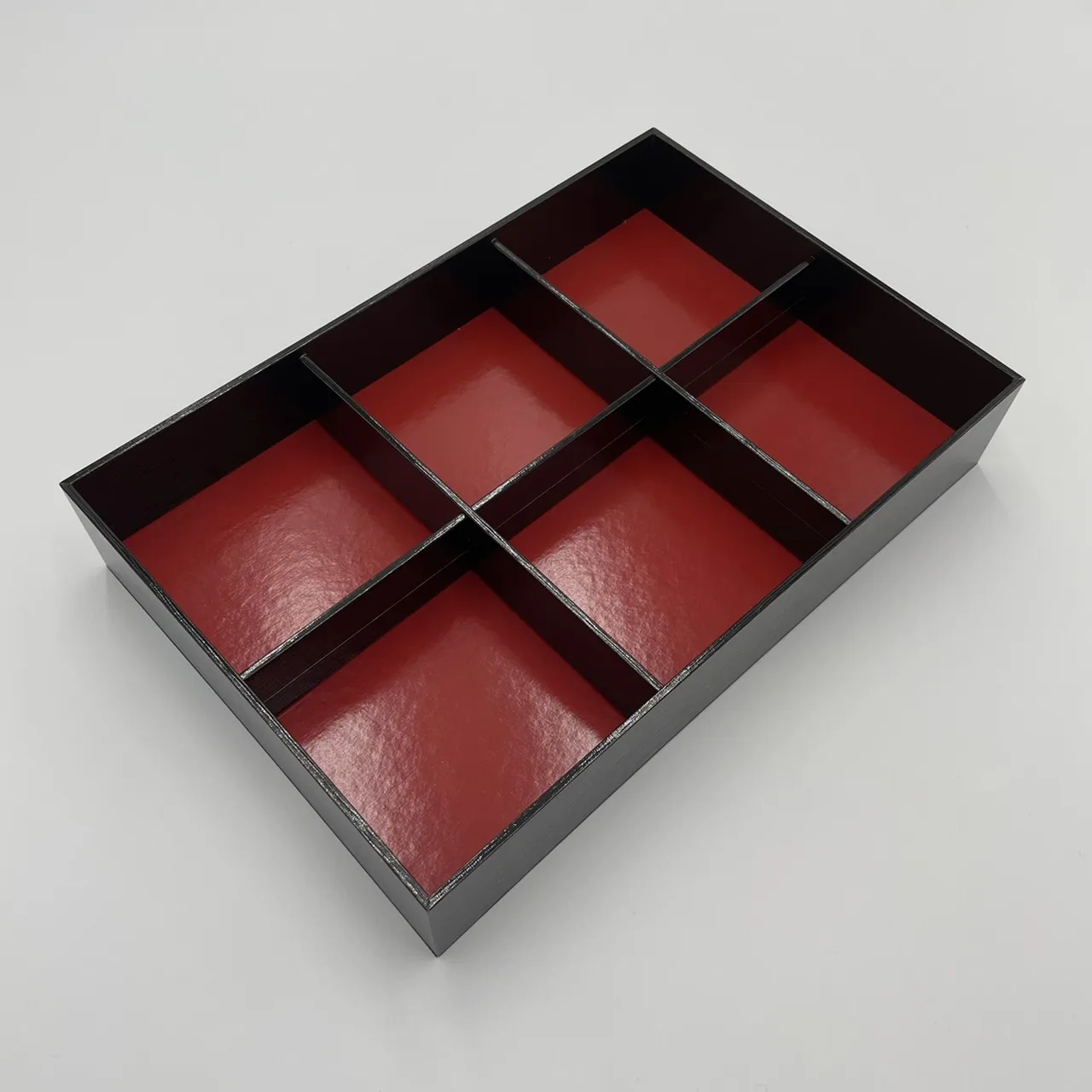 Paper black take away food container restaurant to go sushi packaging six compartment