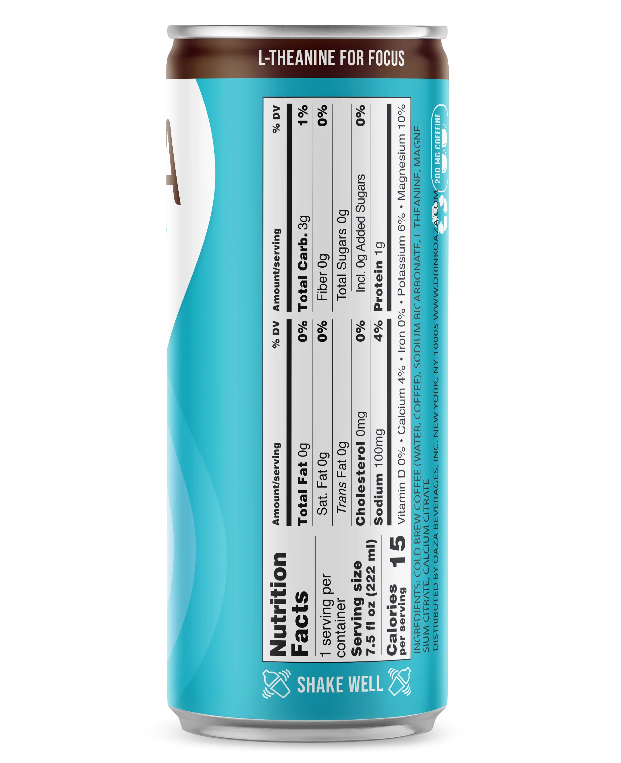 OAZA High Performance Cold Brew Hydrate your Coffee 8 Fl Oz Pack of 12 Ready to Drink (Black)