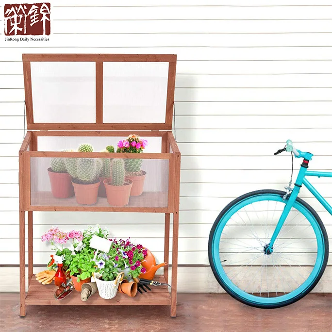 Garden Portable Wooden Cold Frame Greenhouse Raised Flower Planter Protection