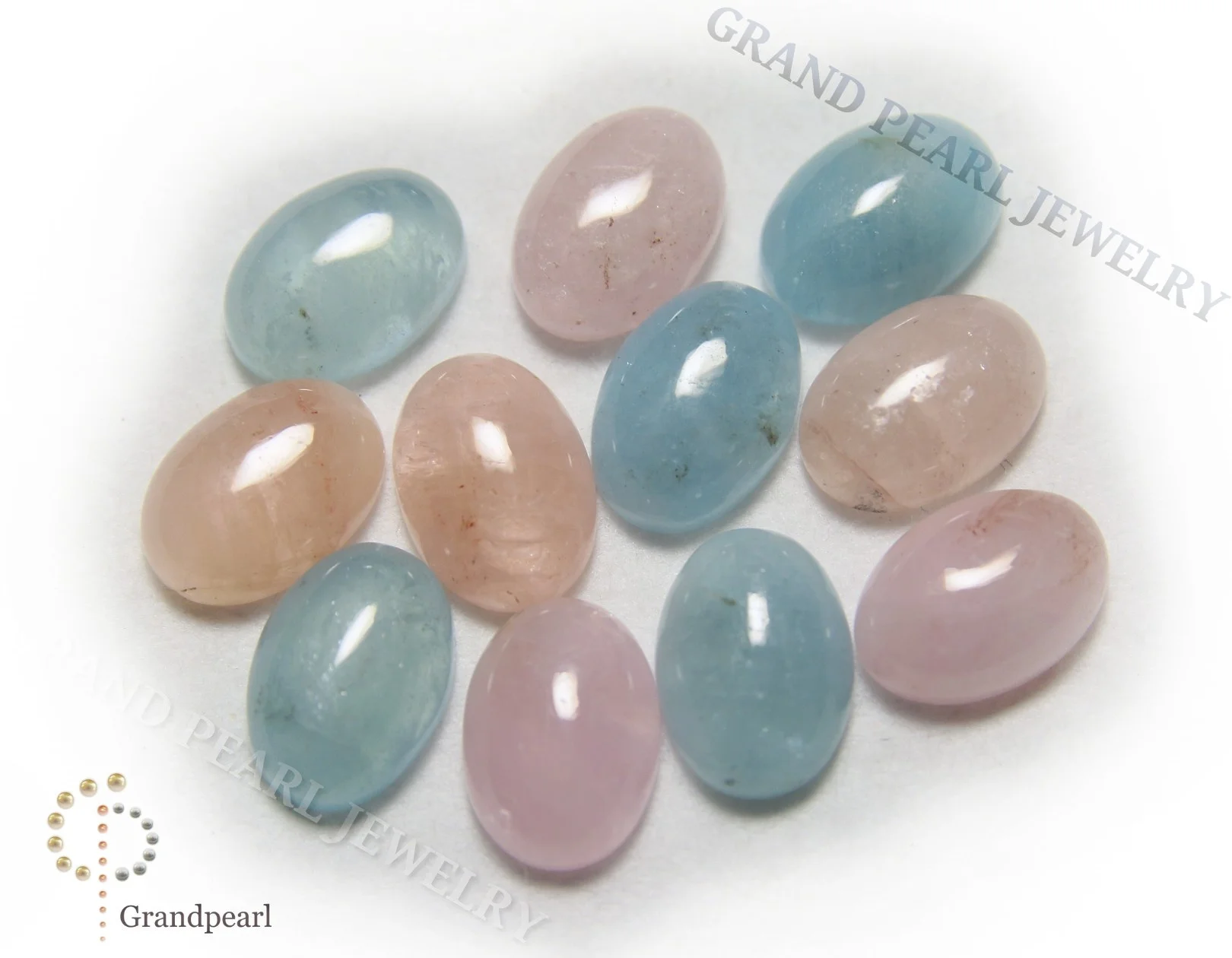 Aquamarine & Morganite - 10x14mm Oval Cabochon, Loose Gemstone
