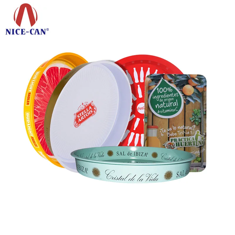 NICE-CAN Custom Metal round server tray Tin Trays Christmas Custom Print Tin serving trays