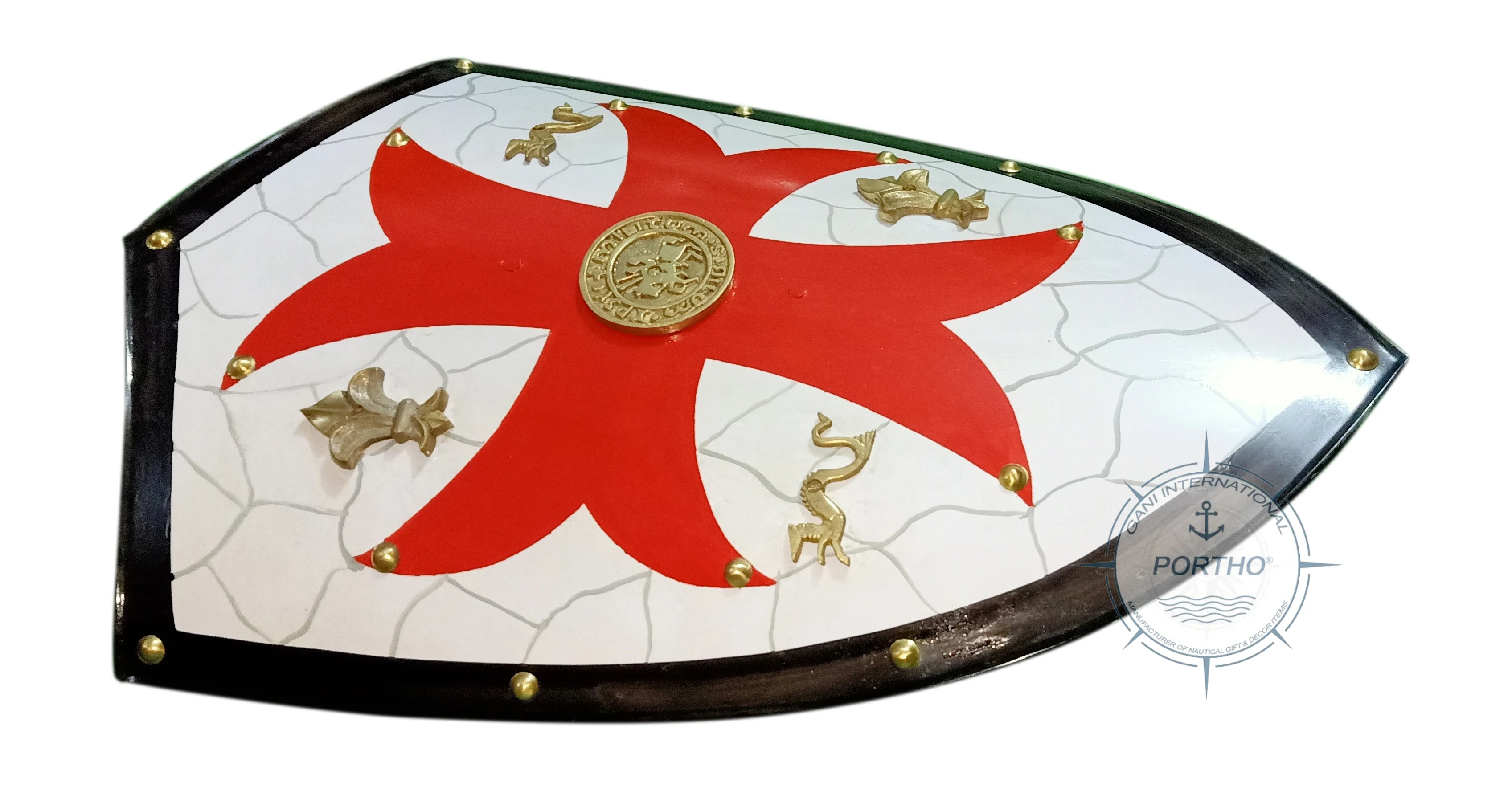 Knight Templar Royal Crusader Shield - Red Cross Heavy Cavalry Combat Ready For Battle Armor Shield Arms Costume