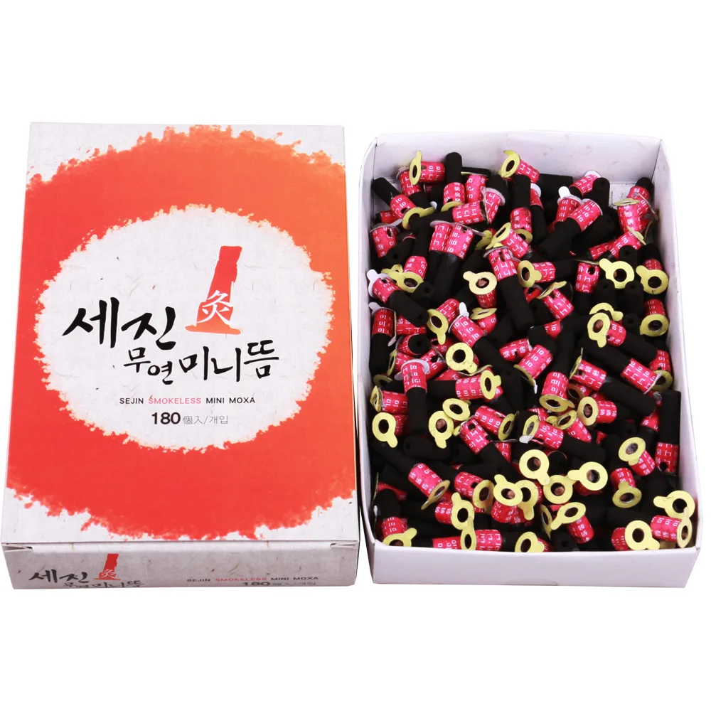 
SEJIN NO-Smoke MINI MOXA. Medical Smokeless Moxibustion Made Korea Nature Therapy Moxa Cone Pure Roll Moxa Stick (180PCS/BOX) 