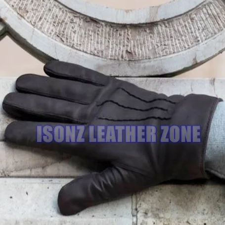 Winter High Quality Genuine Sheepskin Leather Gloves Men All Han