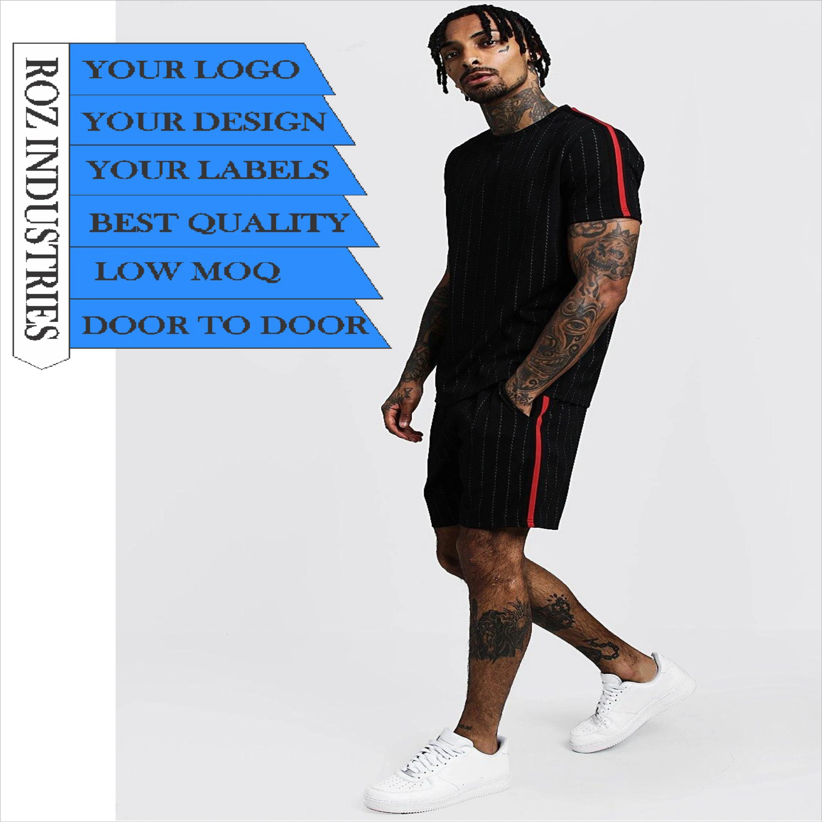 Men customized Slim fit Twin sets T-Shirts and shorts New design 100% cotton Men twin set