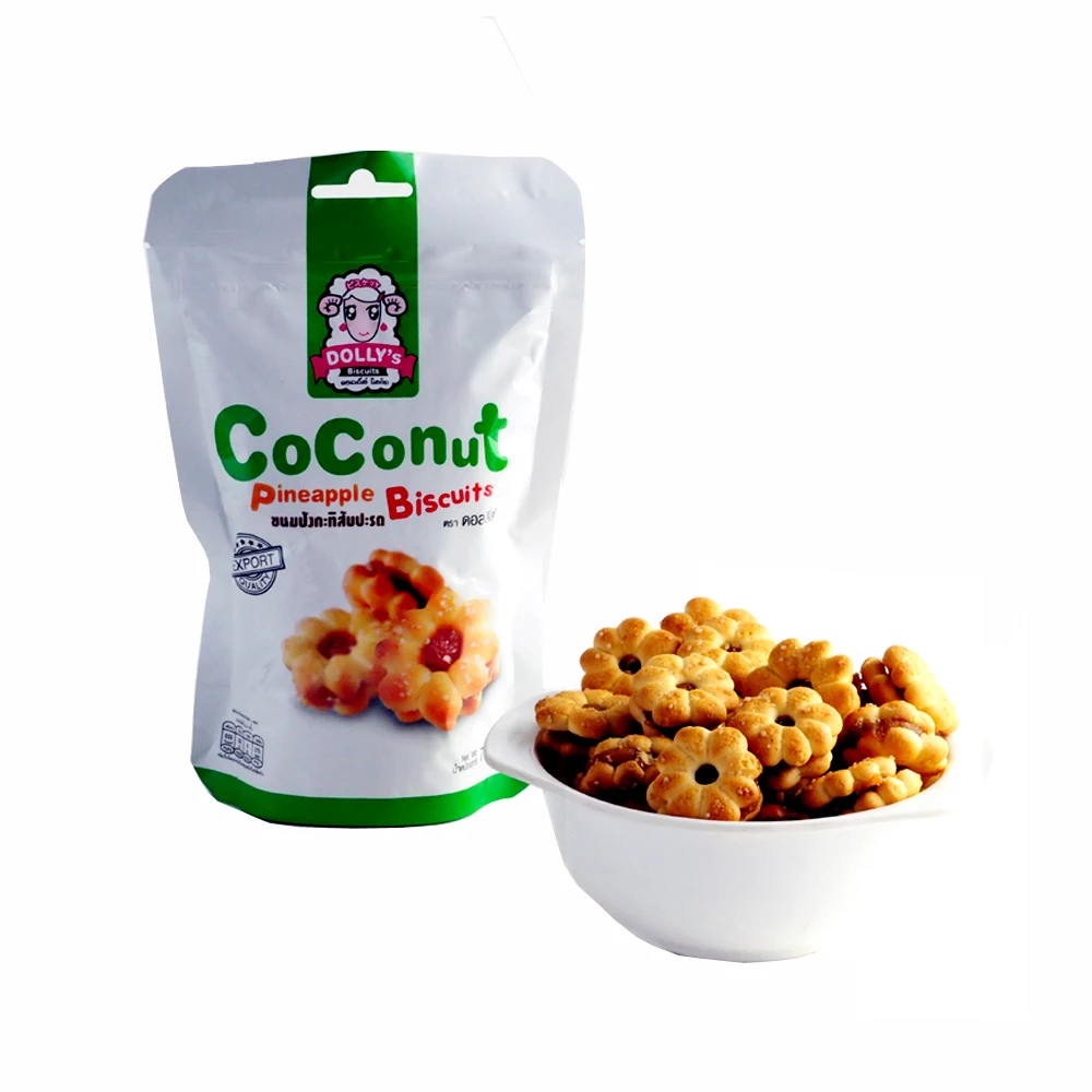 Ziplock Premium Pineapple Coconut Biscuits Filled with High Quality Pineapple Jam Snack from Thailand Cracker from TH;30 Piece