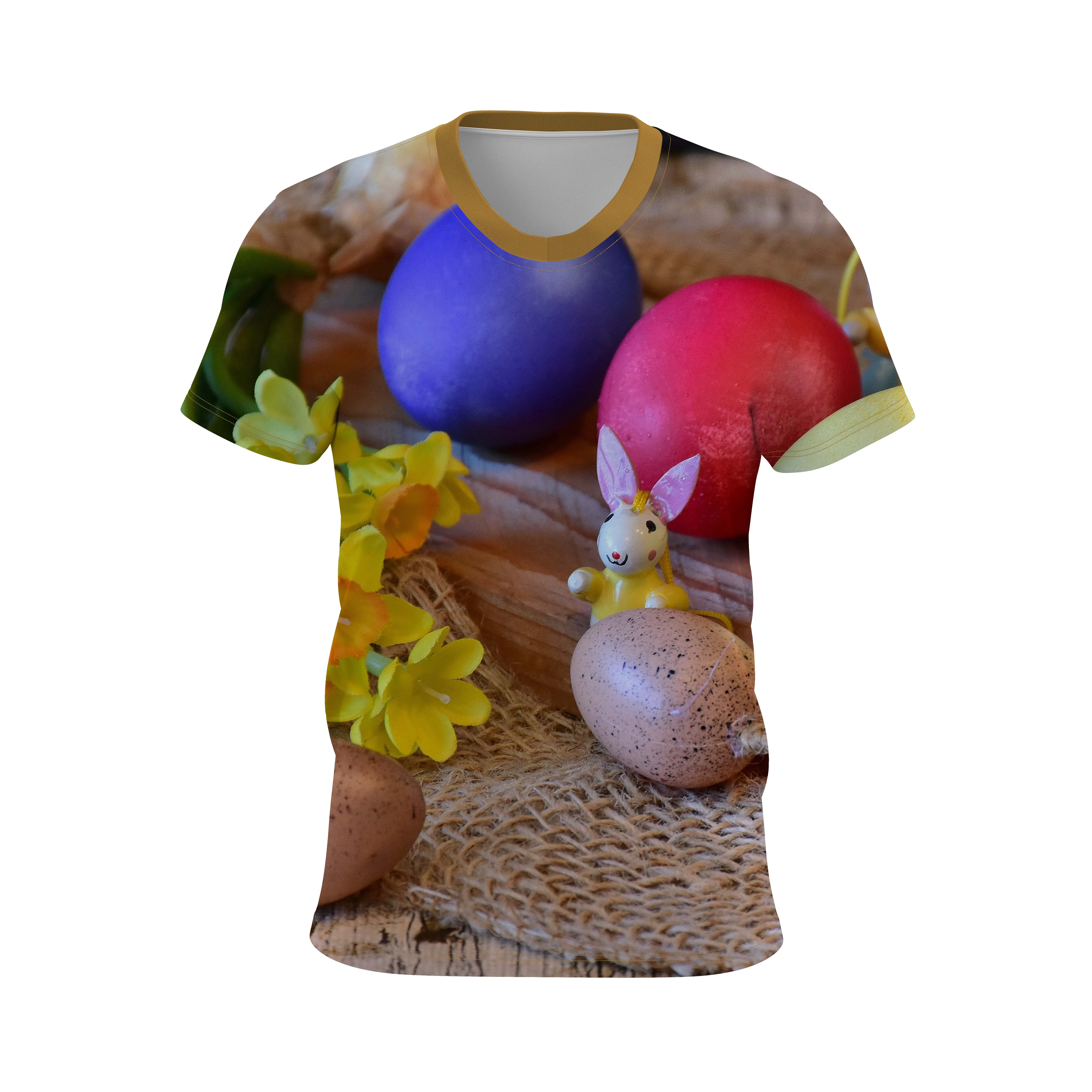Round Neck Short Sleeve black color with beautiful golden sublimated design on it Unisex T-Shirt