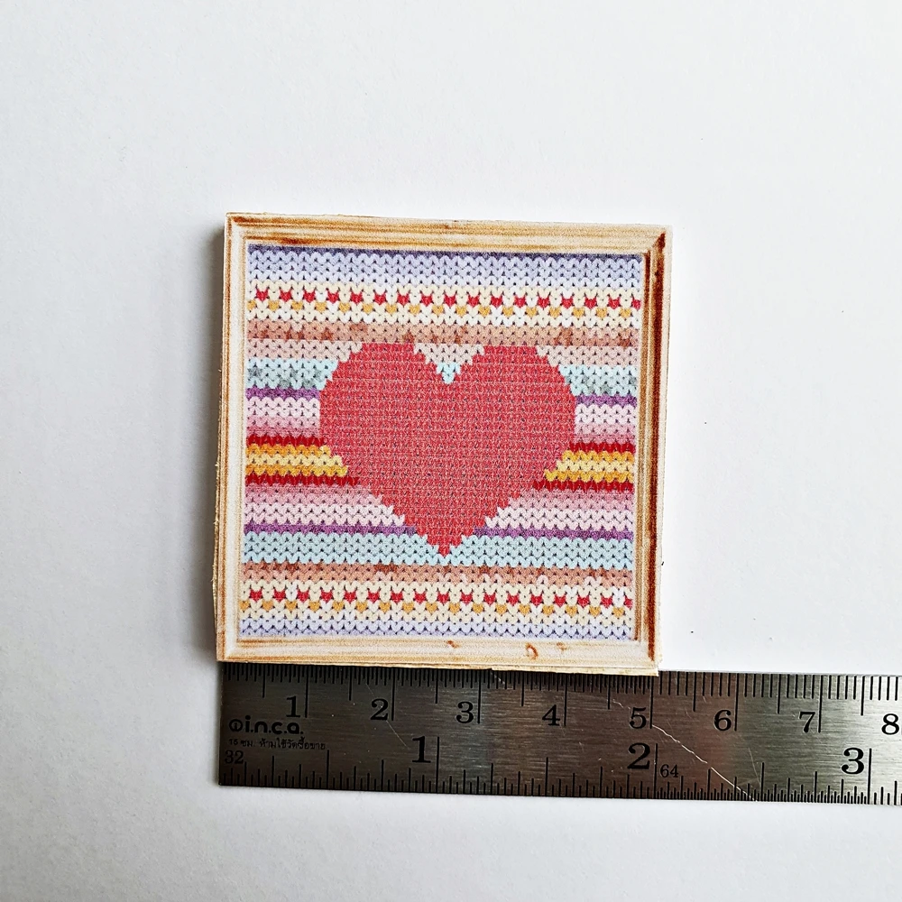 Dollhouse Miniatures Heart Cross Stitch Wall Decoration